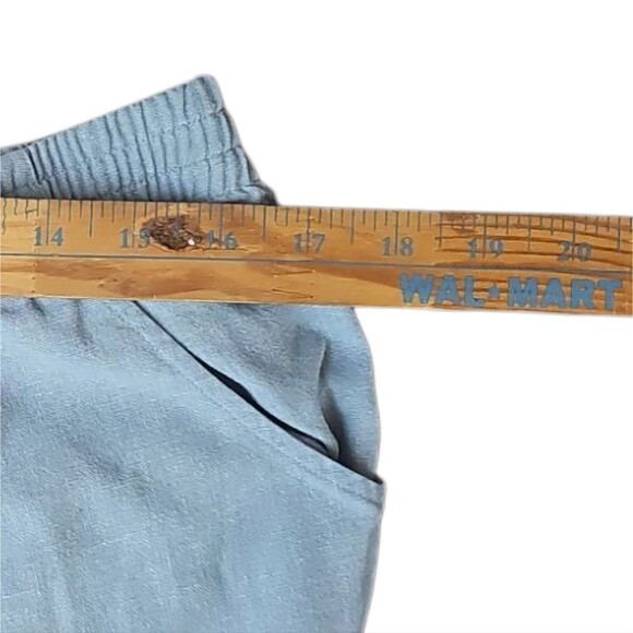 Adolfo Sport Linen Blend Shorts Slate Blue Sz M Pull On Elastic Waistband Beach - Picture 7 of 9